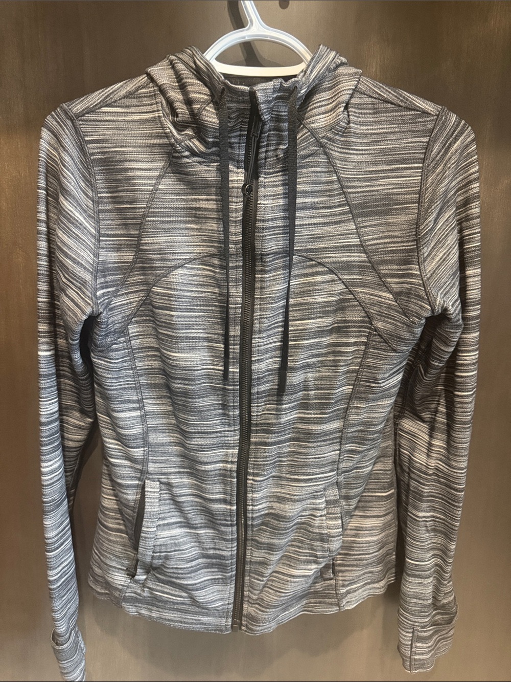 lululemon athletica Gray Striped Hooded Zip-Up Jacket
